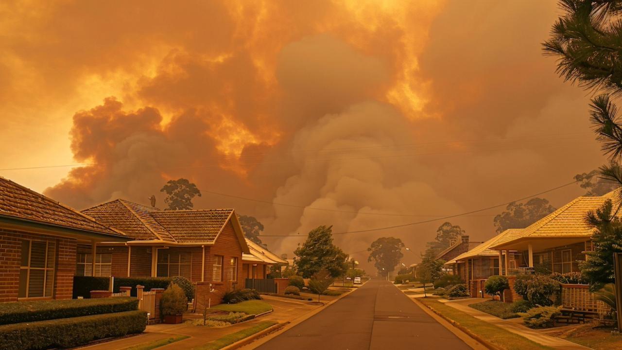 humo de incendio cerca de casas