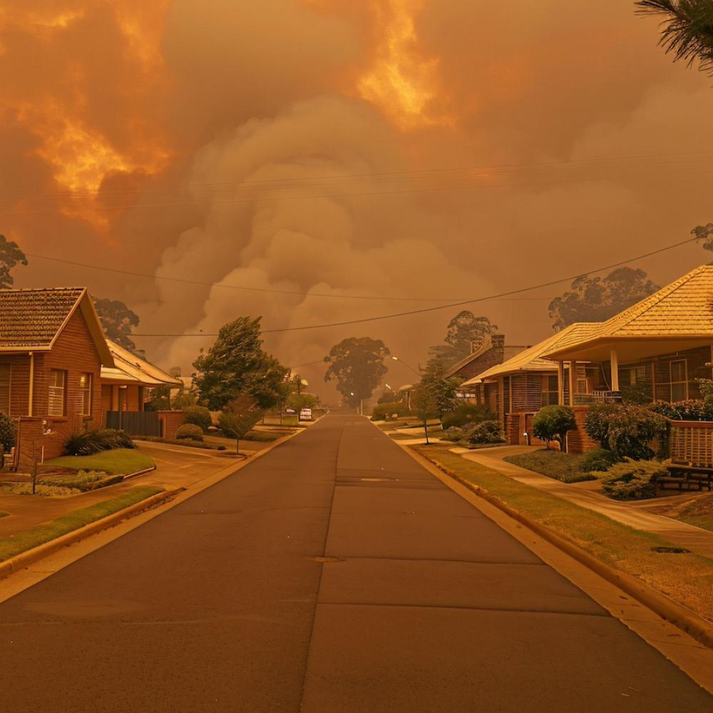 Imagen de incendio llegando a las casa